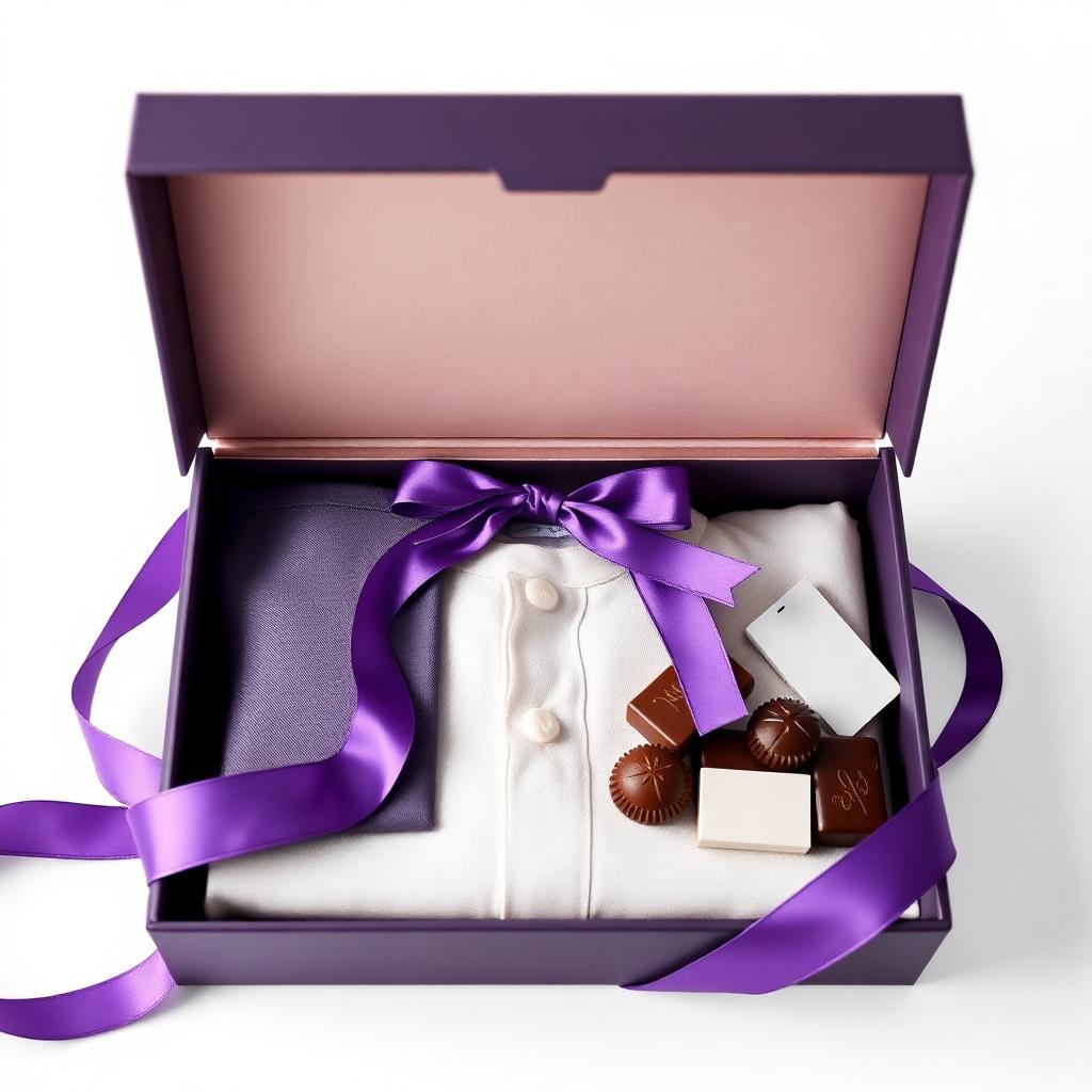 Premium gift box with purple ribbon